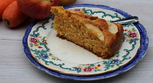 carrot cake layered with apple's slices
