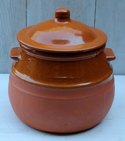 a partially glazed pot