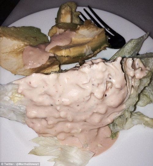 Unappetizing: Martha Stewart shared an image on Tiwtter of an iceberg wedge salad with homemade Russian dressing in November. The snap drew much criticism 