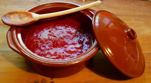 tomato sauce cooked in a clay pot
